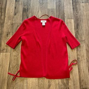 Carmen Marc Valvo Red Short Sleeve Cardigan Tie Side XS
